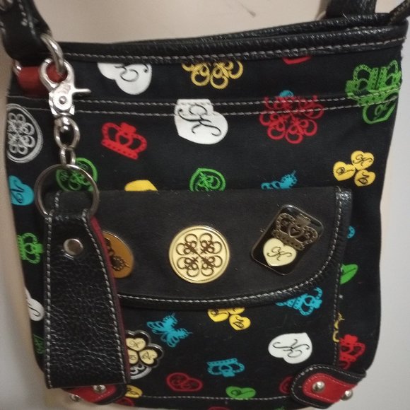 Kathy Van Zeeland Black Fabric Print Crossbody - Picture 1 of 6